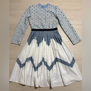3/$10 Light Blue And White Pleated Dress